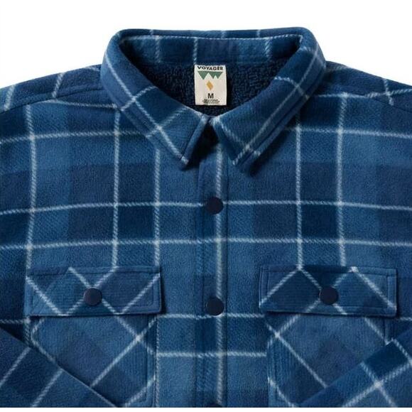 Voyager Mens Super Plush Shirt Jacket Shacket Plaid Blue Snap Button Big Sz 3XL - Picture 4 of 12